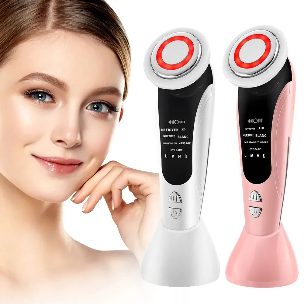 EMS gezichtsmassager met LED lichttherapie en verwarmingsfunctie - Roos Beauty
